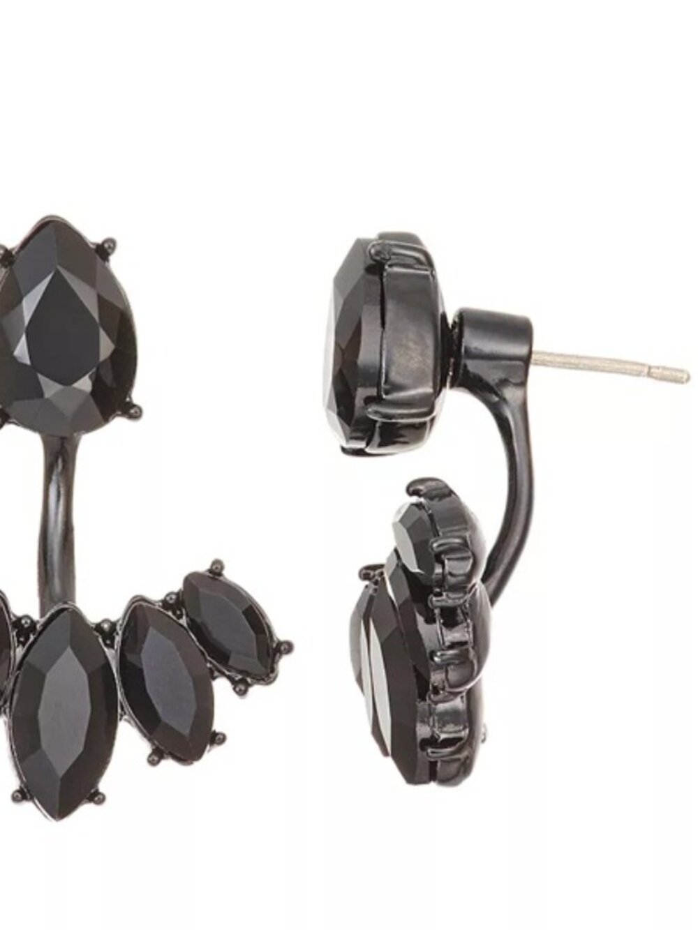 VERA WANG Gothic Black Metal/Jet Black Crystal Ear Floater Earrings**NEW! - Picture 2 of 5